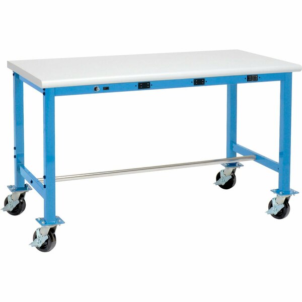Global Industrial Mobile Packing Workbench W/Power Apron, Laminate Safety Edge, 60inW x 30inD 607943AB